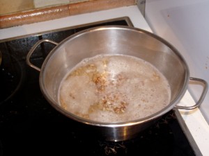 Kornblanding i kokende vann